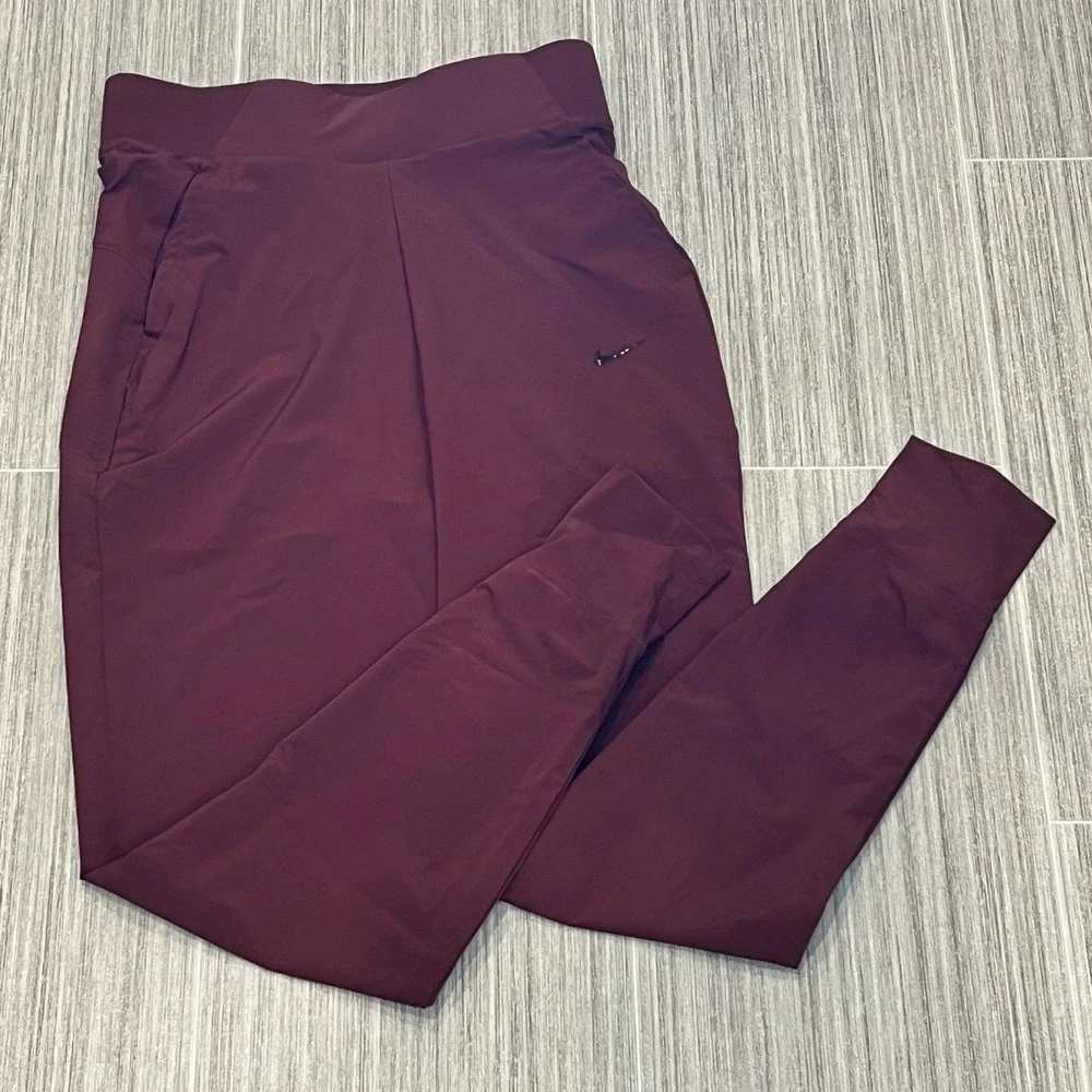 Nike Dri-FIT Training Joggers Womens XS Burgundy Mid Rise Performance Athleisure